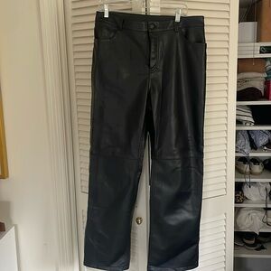 Monki faux leather straight leg pants